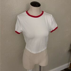 Verdusa White and Red Women's Crop Top/T-Shirt Sz S NWT